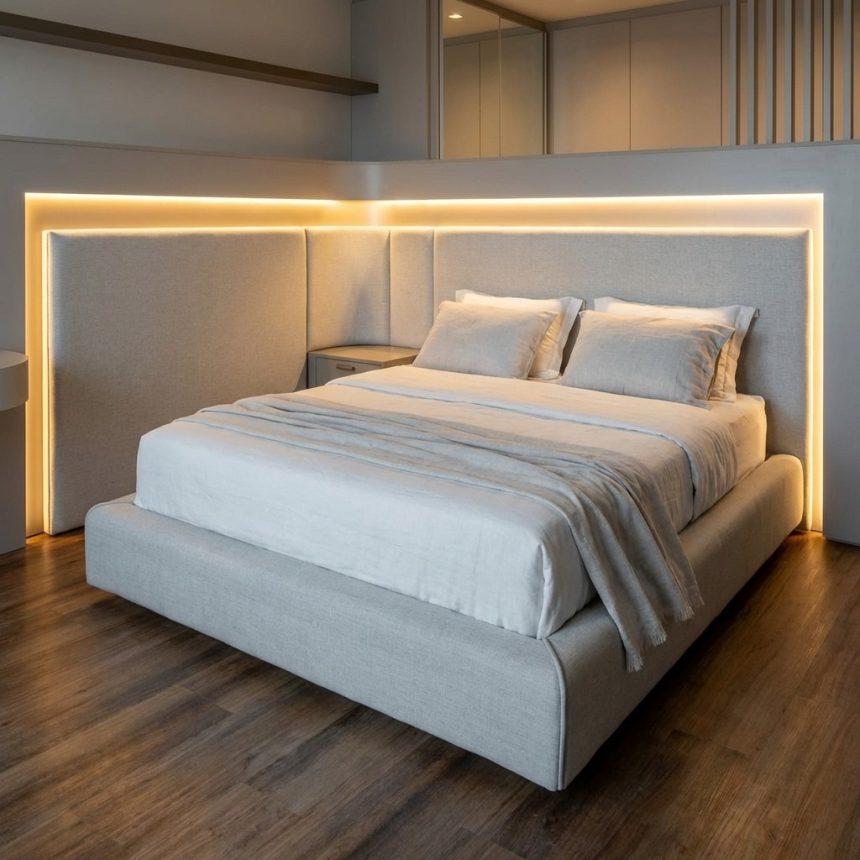 Cama e cabeceira sob medida