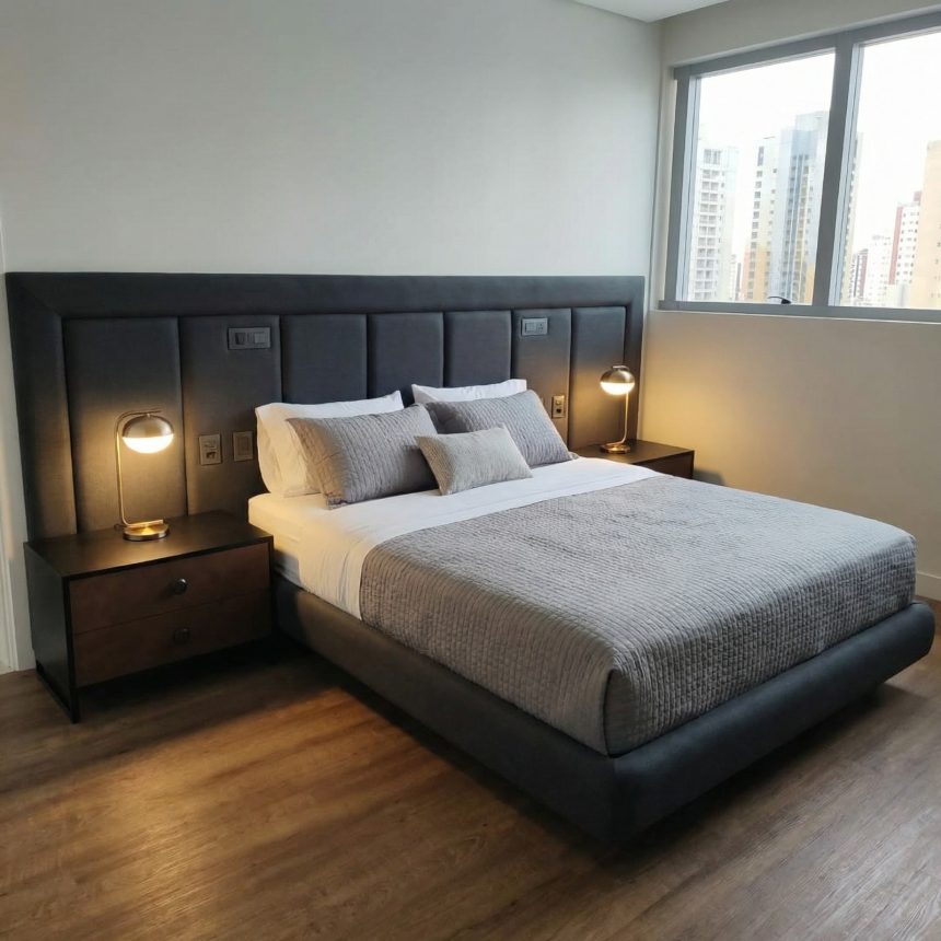 Cabeceira e cama sob medida