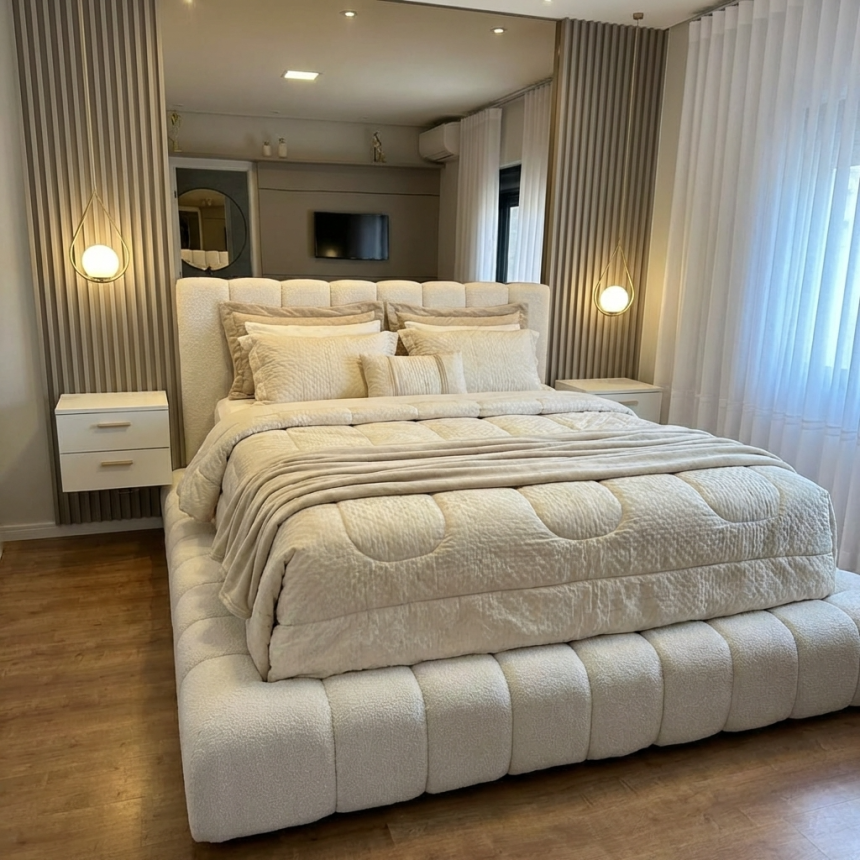 Cama e cabeceira nuvem sob medida